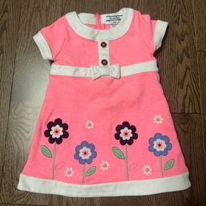 Hartstrings Bright Pink Dress with Floral Design size 18M